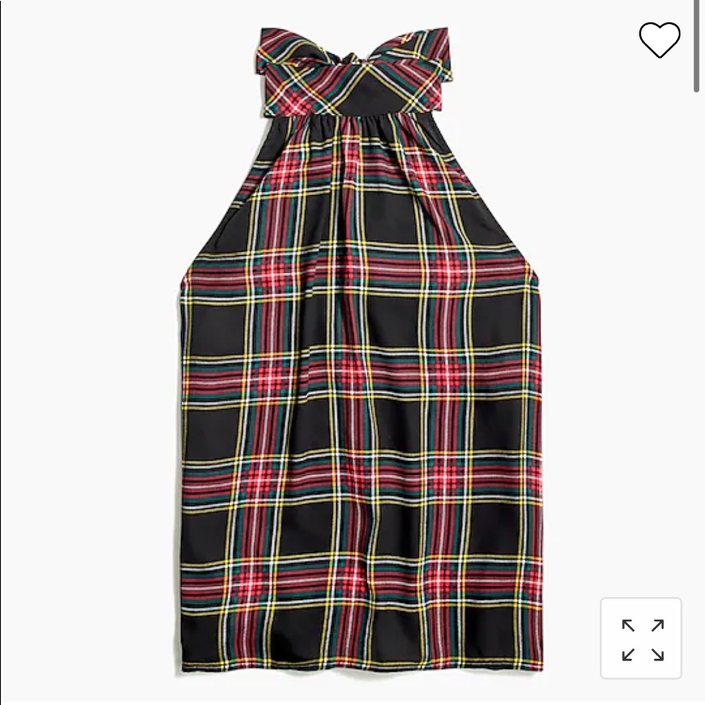 JCrew tie neck top in tartan size 8